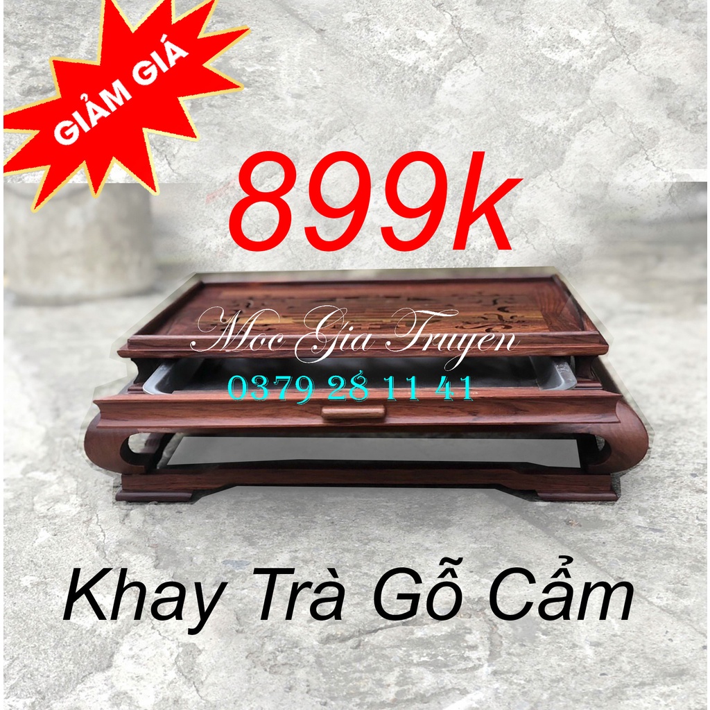 Khay trà chân cong phòng khách chữ nhật 47x37 cao 15cm