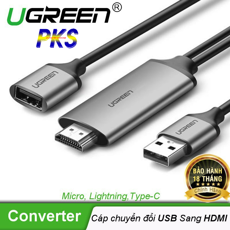Cáp chuyển tín hiệu từ điện thoại ra HDMI dài 1.5m Ugreen 50291