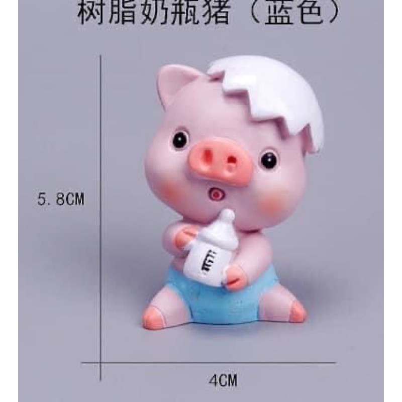 [Freeship] 1 Cặp Bé Heo Cầm Bình Sữa Trang Trí Bánh Kem