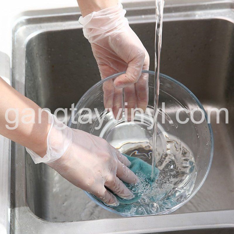 Găng tay Vinyl PVC gloves size M 100c/hộp