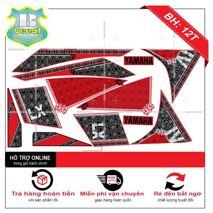 ( Quí khách vui lòng mang ra tiệm cho thợ dán ) Tem NOUVO 4,LX HOA VĂN ĐỎ ĐEN [Bi Decal]