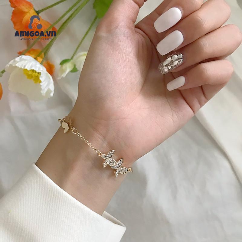✨✨Vòng tay titan không gỉ lắc tay titan hình bướm đính kim sa lấp lánh xinh xắn dễ thương ngọt ngào