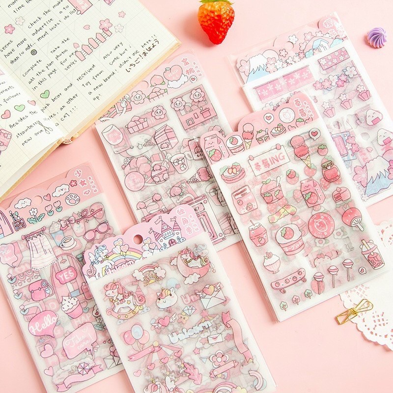 SÉT 4 TẤM HÌNH DÁN STICK NHIỀU HÌNH CUTE NGẪU NHIÊN