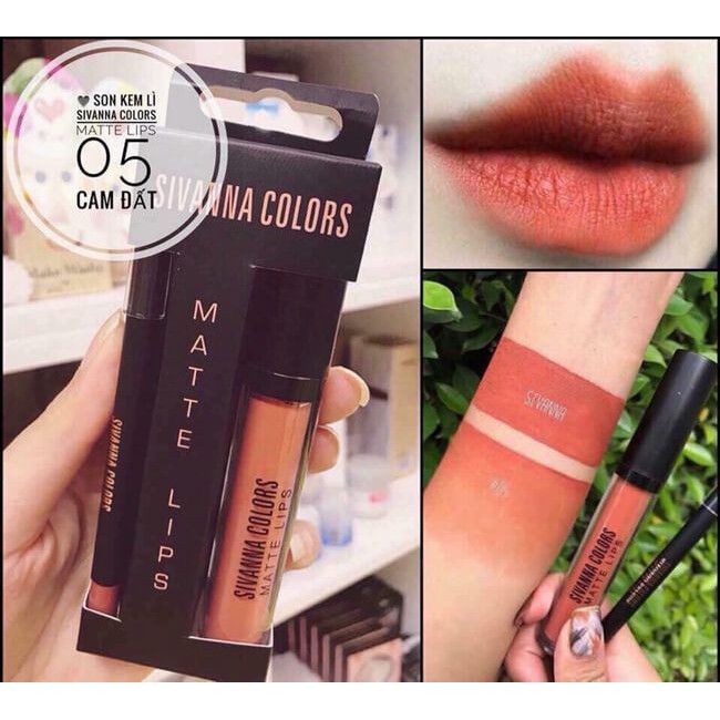 Set Son Kem Lì  Chì Kẻ Viền Môi Sivanna Duo Color Matte Lips 5g