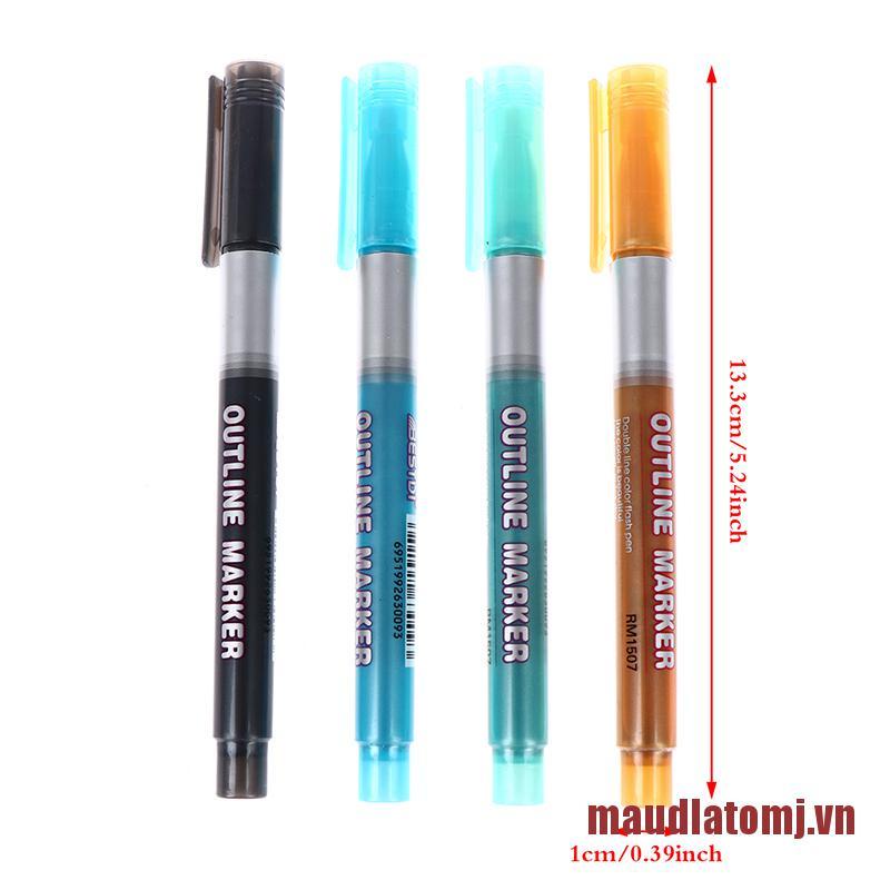 ATOMJ 8pc Color Card Writing Drawing Double Line Outline Pen Highlighter Mark