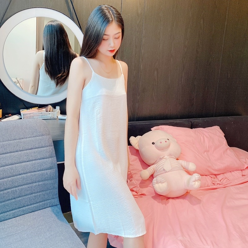 Váy 2 dây dáng suông chất đũi