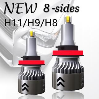 Novsight set 2 đèn pha essgoo 1904 8 cạnh với bóng led h11 h9 h8 siêu sáng 72w 11000lm 6000k cho xe ô tô