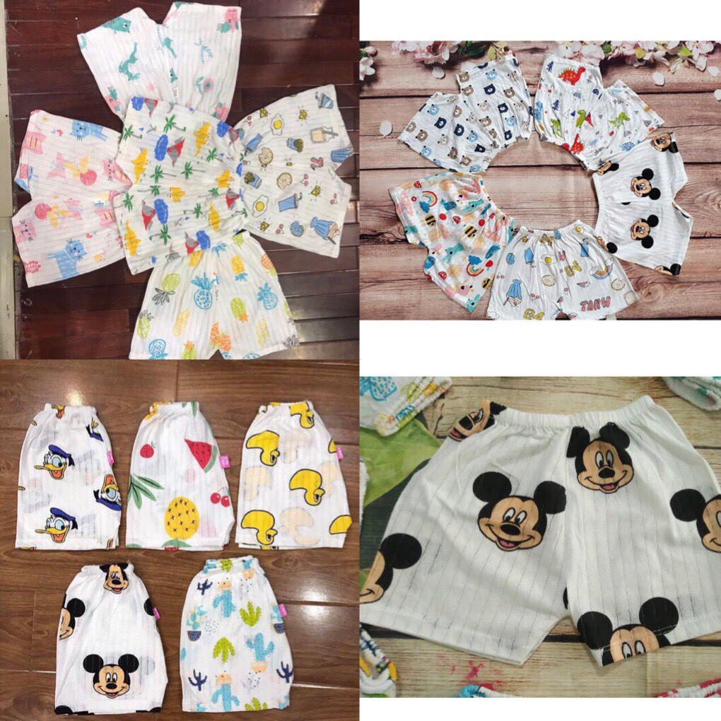 10 cái Quần chục cộc cotton giấy bé trai, bé gái bé size 3-16kg