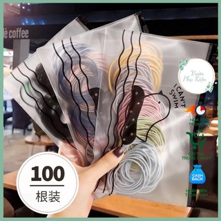 Chun buộc tóc túi zip set 100 chiếc