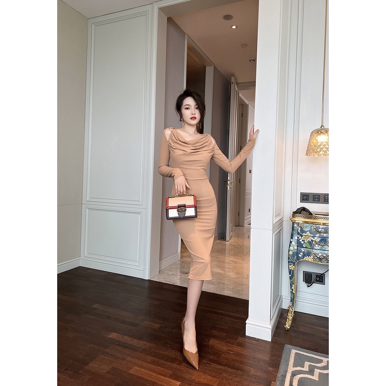 ZYHT Đầm Dạ Hội Dáng Dài Ôm Sát Phong Cách Vintage Hàn Quốc 10045