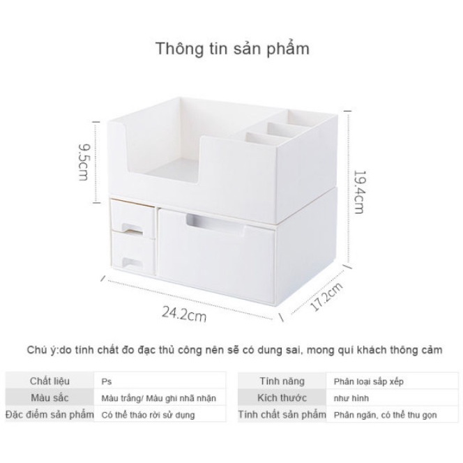 Tủ sắp xếp vật dụng bàn trang điểm White Lucian - Home and Garden