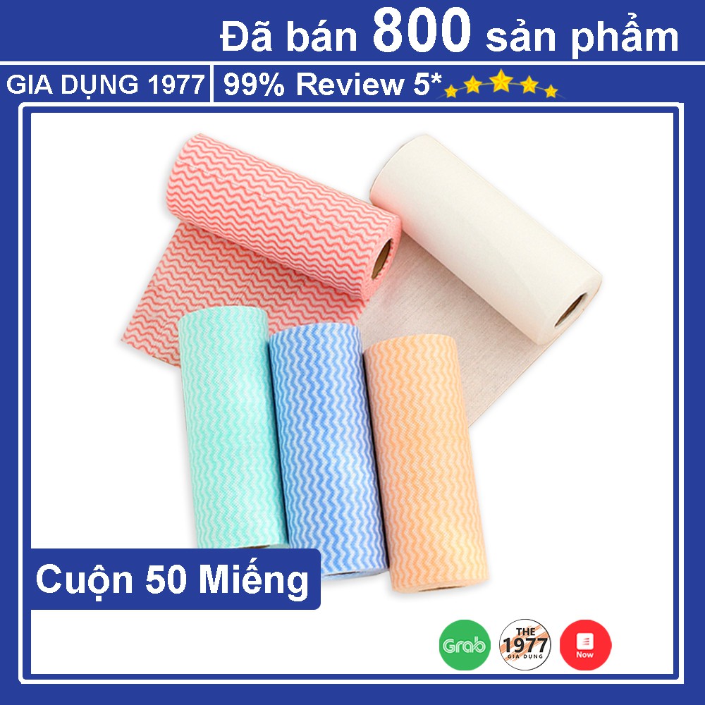 Cuộn giấy lau đa năng bằng vải không dệt cao cấp, giấy lau đa năng thấm hút tốt, tái sử dụng nhiều lần - 50 miếng