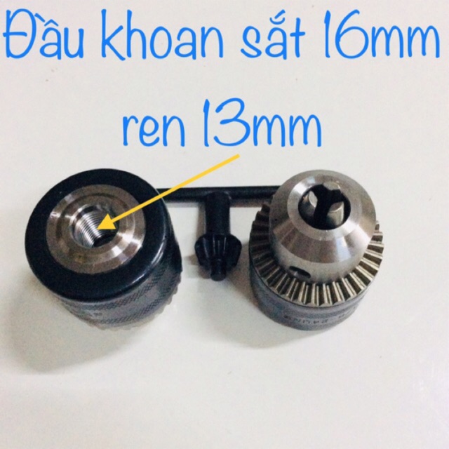 Đầu khoan sắt 16mm cốt ren 13mm - măn ranh 16ly ren 13ly đầu kẹp mũi khoan