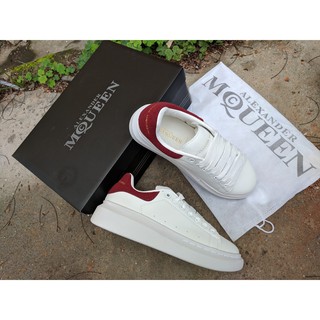 [FULL BOX - CAO CẤP] Giày Alexander McQueen độn đế cao màu trắng gót đỏ đô đỏ mận