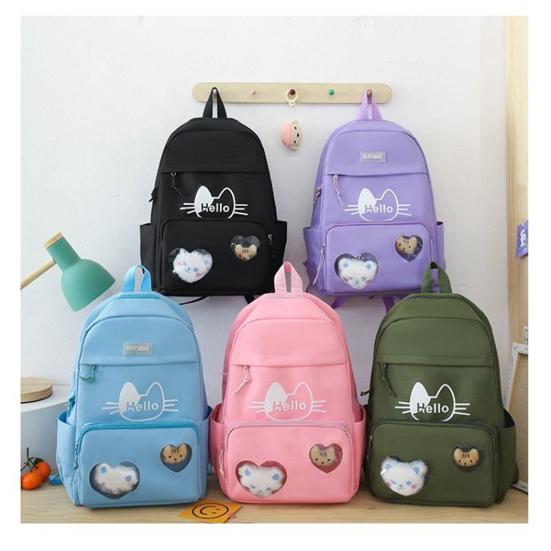 Balo Ulzzang đi học Mèo Hello học sinh cấp 1 2 3 đến trường laptop dễ thương lolita