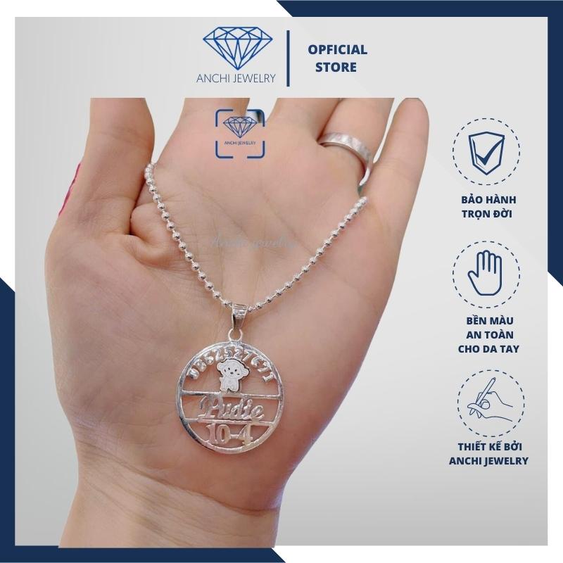 Dây chuyền khắc tên cho bé trai miễn phí, chuẩn bạc ta an toàn cho bé, Anchi jewelry