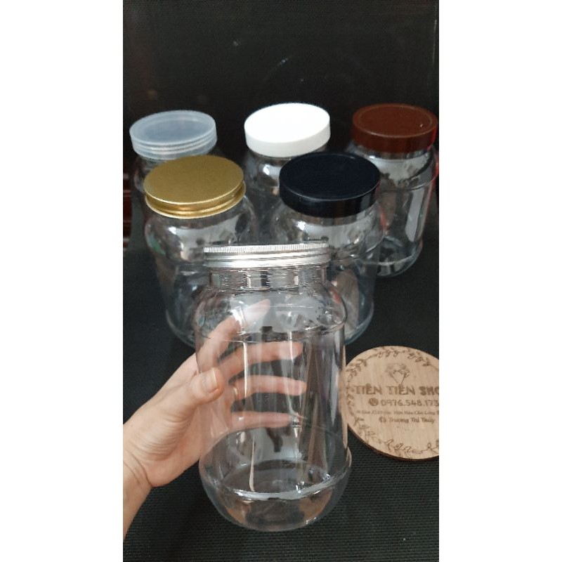 Hũ nhựa trong 1.4 lít chọn màu nắp