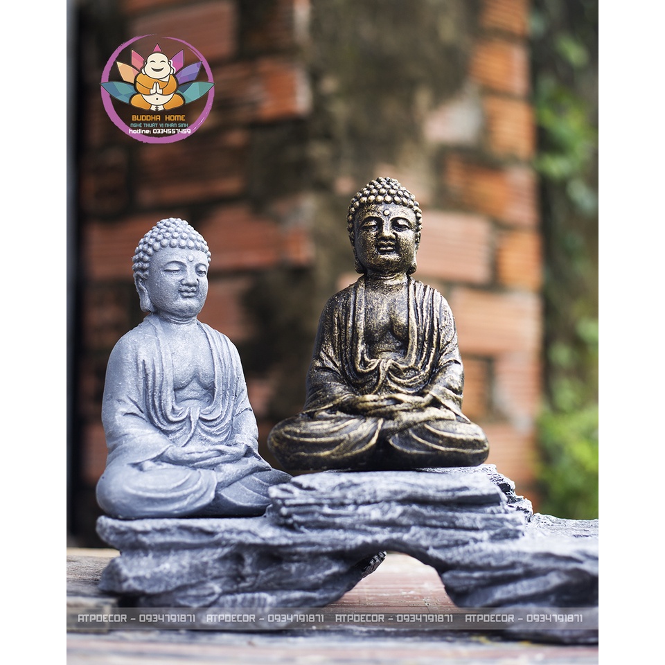 🌺Tượng Đá Phật Thích Ca- Đá Xám - Trang Trí Hồ Thủy Sinh  - Cao 16cm