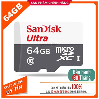 Thẻ Nhớ MicroSDHC SanDisk Ultra 64GB Upto 80MB/S 533x Chuyên Dùng Cho Điện Thoại Camera