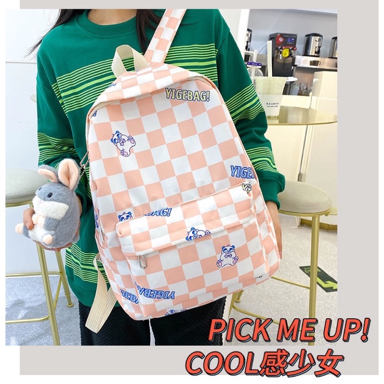 Balo kẻ caro unisex cho nam nữ ulzzang phong cách Hàn Quốc  kiểu dáng mới Fumiao