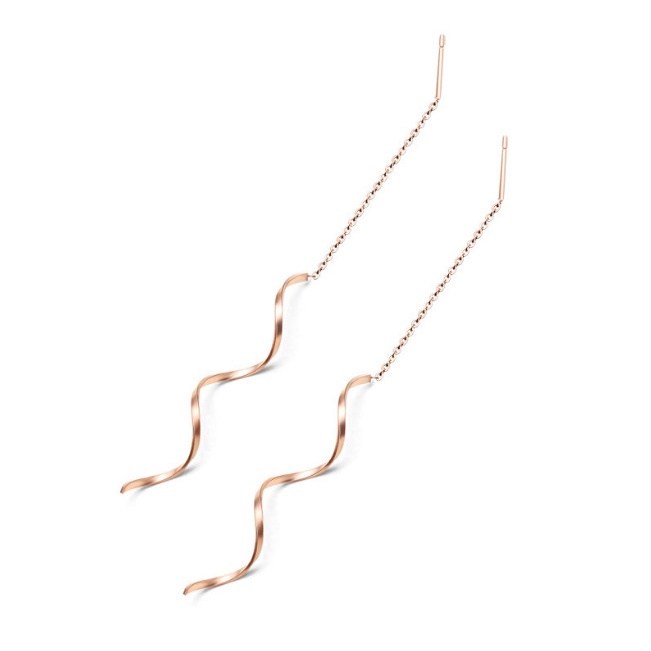 Bông Tai Titan Ko Han Rỉ Chuỗi Dài Xoắn TT 4029