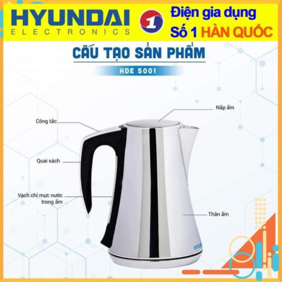 Ấm Điện, Ấm Đun Điện Tử Chính Hãng HYUNDAI 1,7L HDE 5001S - Đun nóng nhanh, chịu nhiệt, độ bền cao, bảo hành 12 tháng .