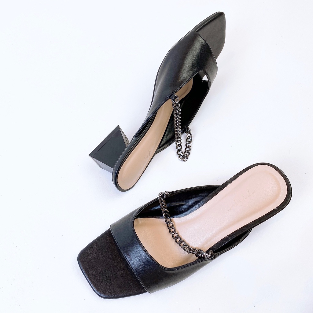 Giày Nữ Cao Gót 4cm Thời Trang Hishoo Quai Ngang Đế Vuông Cao Cấp S047