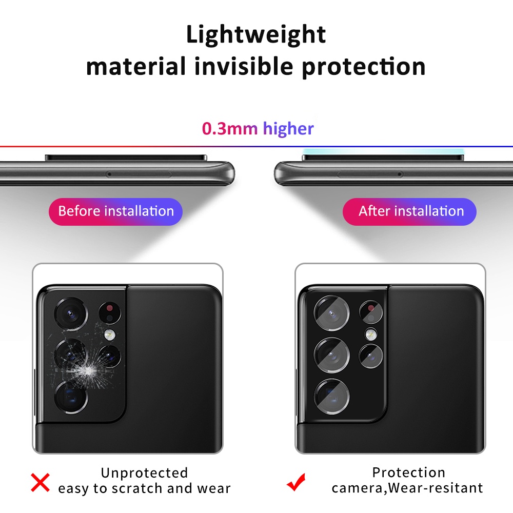 Screen Protector For Samsung Galaxy S22 S21 S20 Ultra Plus FE S22+ S20+ S21 FE S21FE S20FE 4G 5G Full Cover Lens Film 3D Curved Tempered Glass Rear Camera Protective Cover