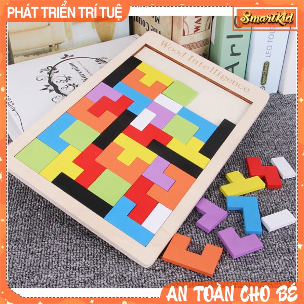 Đồ Chơi Xếp Hình Thông Minh Cao Cấp Size Đại, Tetris Xếp Gạch Ghép Hình Gỗ Pitomio Montessori