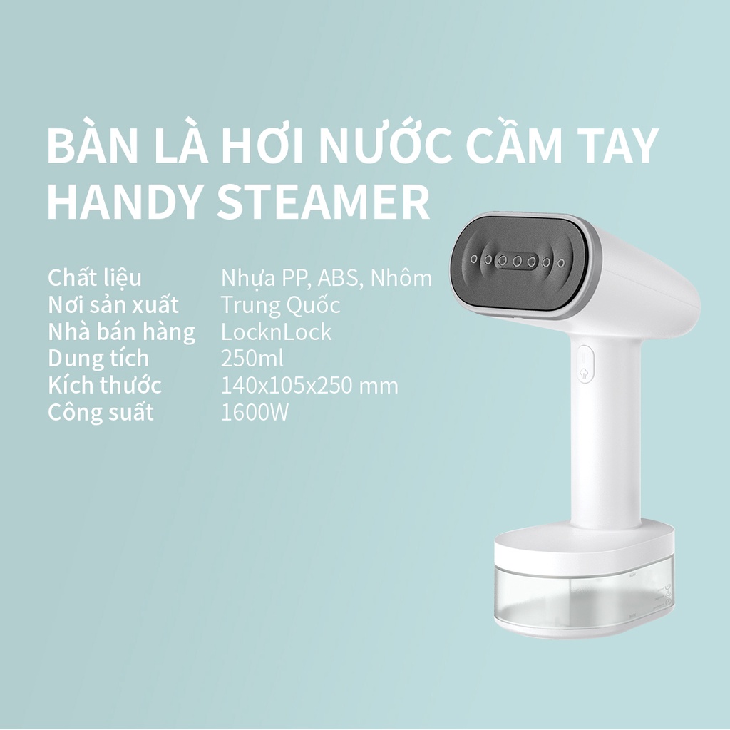 Bàn ủi hơi nước cầm tay Lock&amp;Lock ENI223WHT - Hàng chính hãng, mặt là phủ sứ, làm nóng nhanh trong 30s - JoyMall