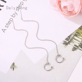 Khuyên Tai Dạng Dây Xích Dài 10cm Mạ Bạc 925