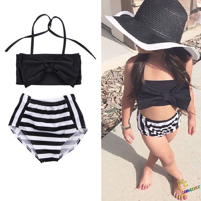 ❤XZQ-2-7Year Baby Kids Girls Bikini Set Swimwear Striped Swimming Bathing Suit Swimsuit