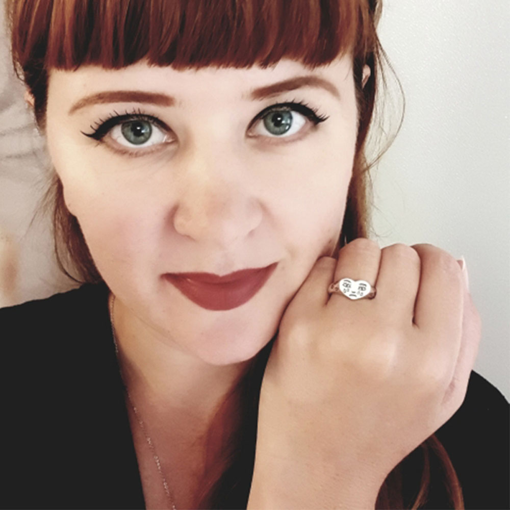 Nhẫn thời trang hình trái tim khắc biểu cảm độc đáo sáng tạo