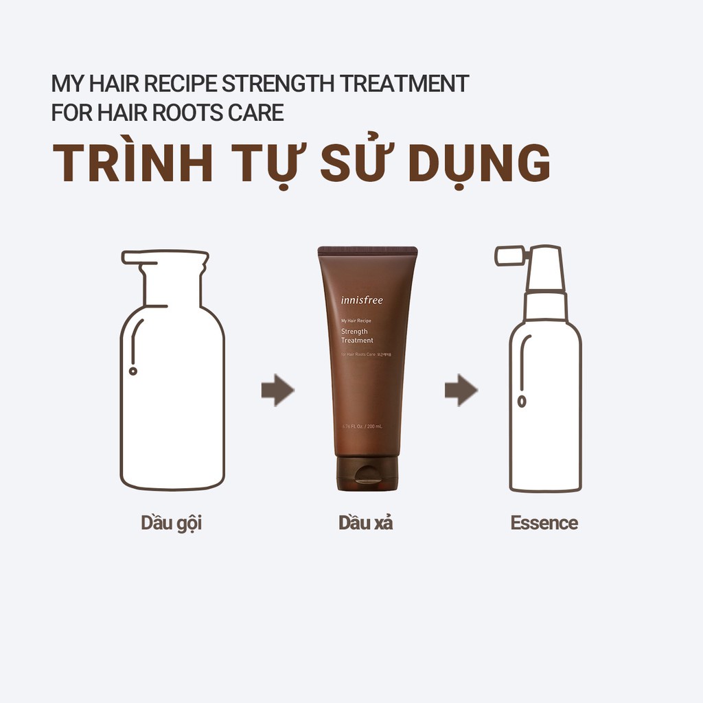 Dầu xả phục hồi gãy rụng innisfree My Hair Recipe Strength Treatment For Hair Roots Care 200ml