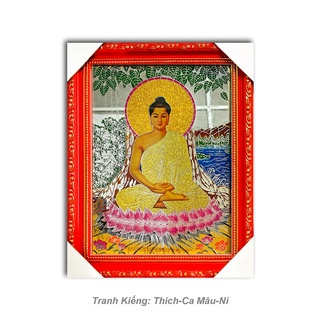 Tranh kiếng thích ca mâu ni - nền gương - tranh kiếng - khung gỗ