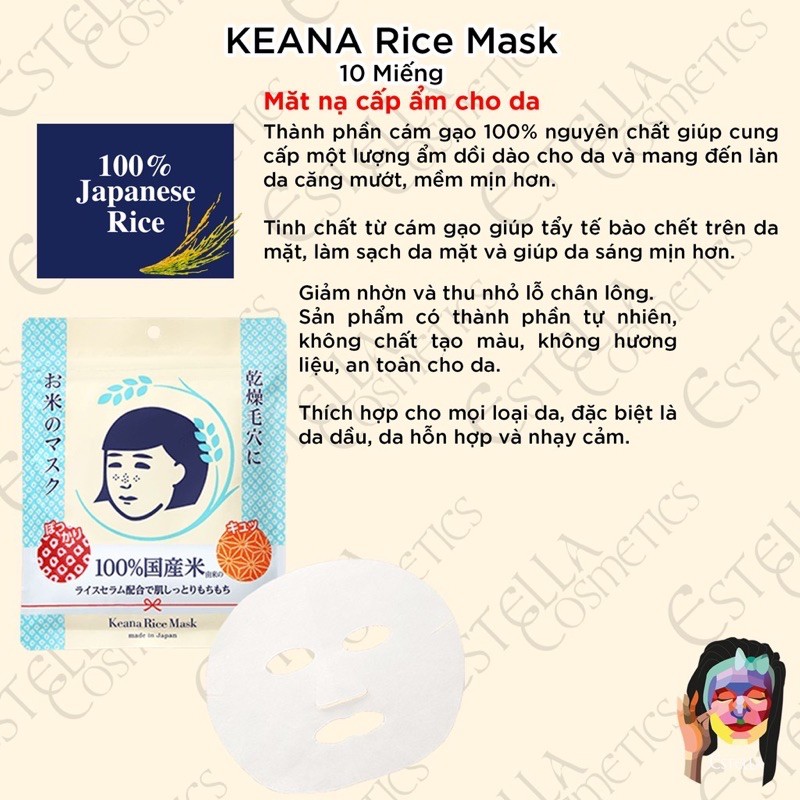 Mặt Nạ Cám Gạo Dạng Đắp Keana Rice Mask (10 Miếng)