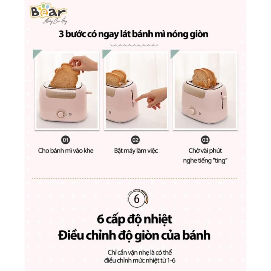 Máy nướng bánh mì sanwich Bear 2 khe nướng với 6 cấp độ chống quá nhiệt nướng đều không cháy Gia dụng Bear Tuli Mart