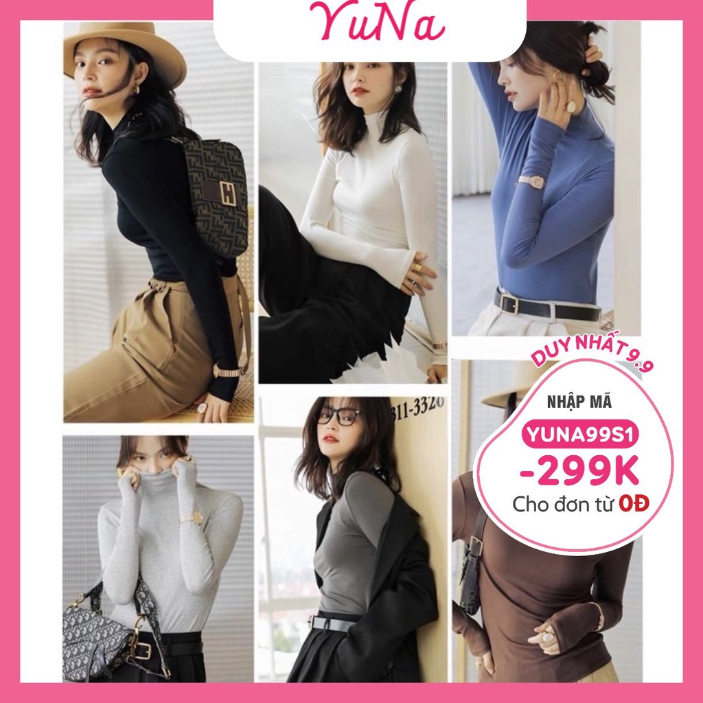 Áo giữ nhiệt nữ Maika áo thun dài tay cổ lọ 3 phân nhiều màu sắc siêu co dãn, phụ kiện thời trang Maika