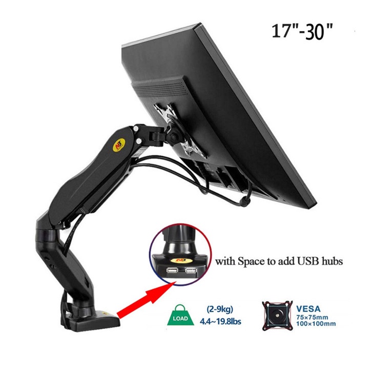 Arm màn hình - Tay nâng màn hình NB F80 17 - 30 inch Xoay 360 độ Tải trọng 9Kg Phiên bản 2021