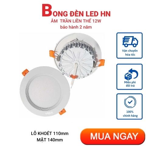 Đèn Âm Trần Đế Đúc Gía Sỉ , Đèn Âm Trần Liền Thể 12w ánh sáng trắng Không Cần Chấn Lưu Rời  MẶT TRẮNG