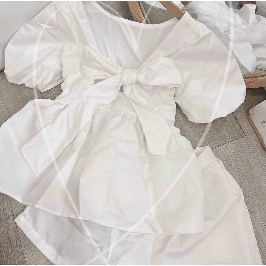 Set đùi nơ lưng BaByDoll Zadola fashion tay bồng quần short đùi đồ bộ nữ tính cho chị em.