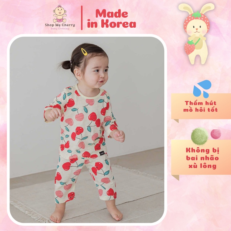 Bộ Lửng Cao Cấp Bé Gái Nội Địa Hàn Quốc, Của Hãng Cordii, Chất Cotton, giấy Organich, Mẫu Cherry vàng