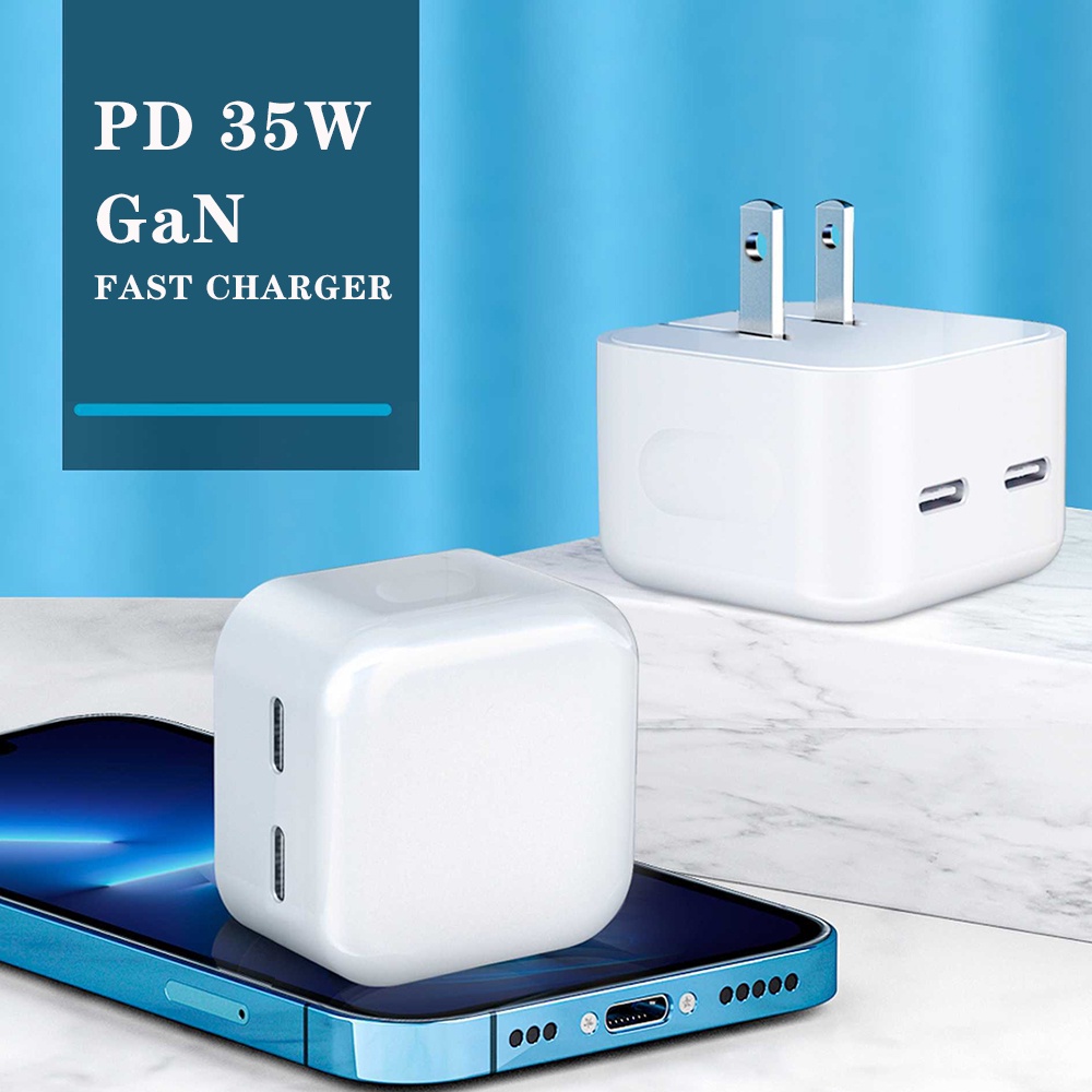 Củ Sạc Nhanh 2 Cổng Type C PD 35W Cho iPhone 13 12 11 Pro Max iPad