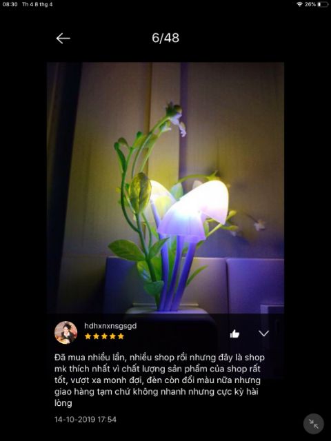 Đèn Ngủ Hình Nấm Có Cảm Biến Tự Động Bật/Mở Gắn Phòng Ngủ, Lối Đi Nhà Vệ Sinh, Nhà Bếp