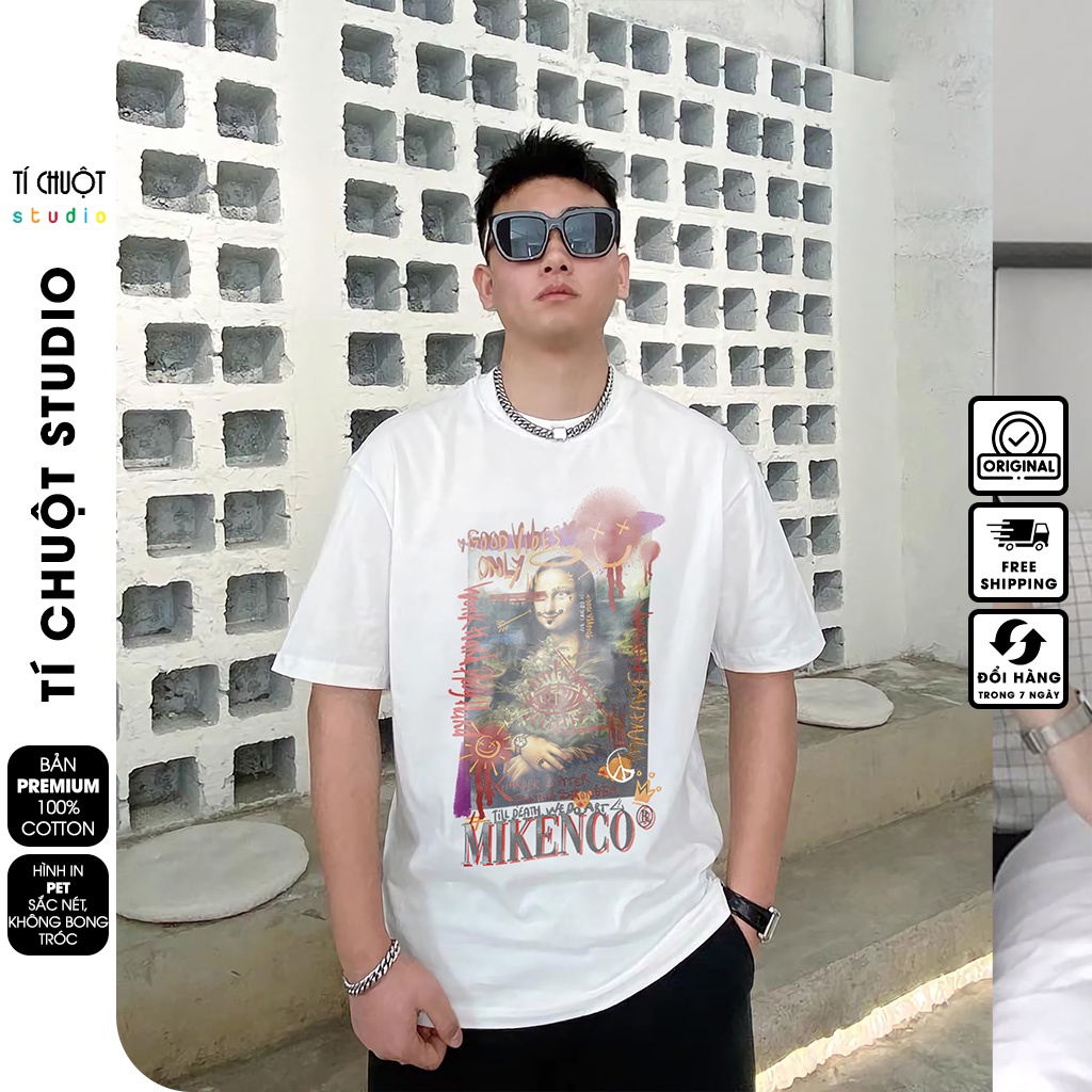 Áo thun Mikenco Monalisa nam nữ in hình 5D, áo phông unisex mikenco tay lỡ - Tí Chuột Studio