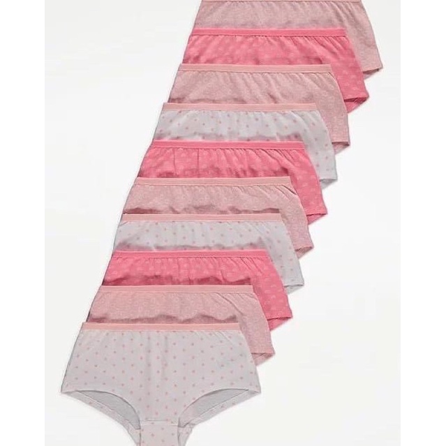 Set 10 quần chip tone hồng bé gái, 100% cotton, hàng Geor.ge UK săn SALE