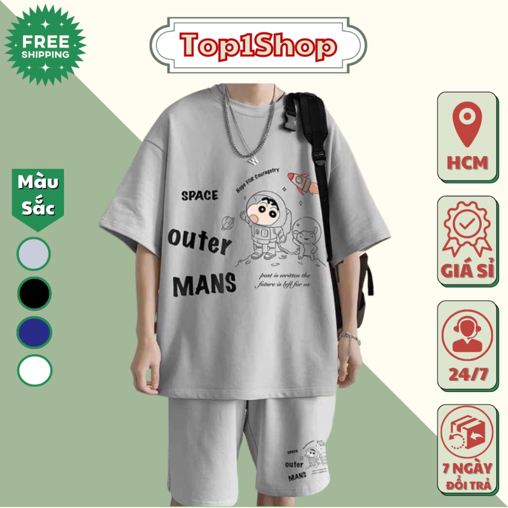 Set Bộ Mùa Hè Nam Áo Ngắn Tay Cổ Tròn In Chữ LXSU
