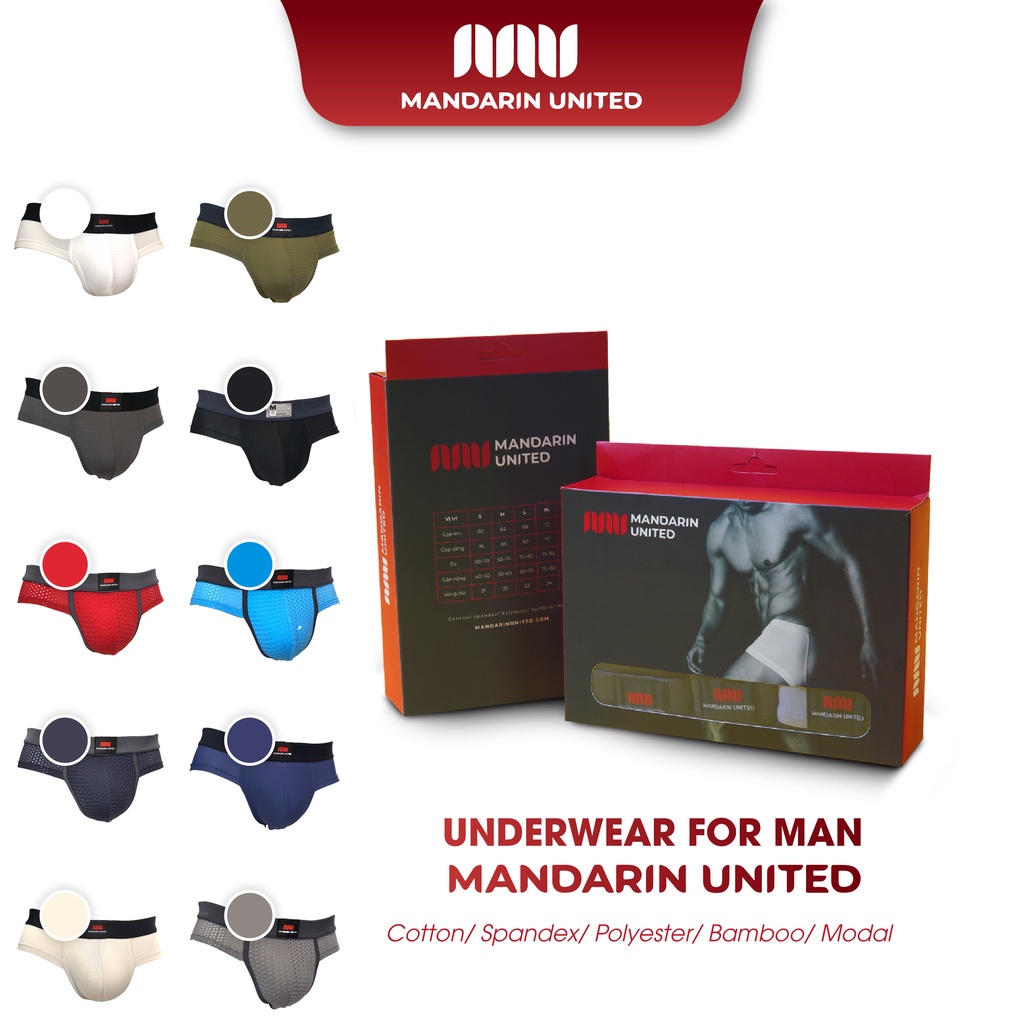 Quần lót nam MANDARIN UNITED sịp tam giác thông hơi co giãn 4 chiều thấm hút tuyệt đối - 02212