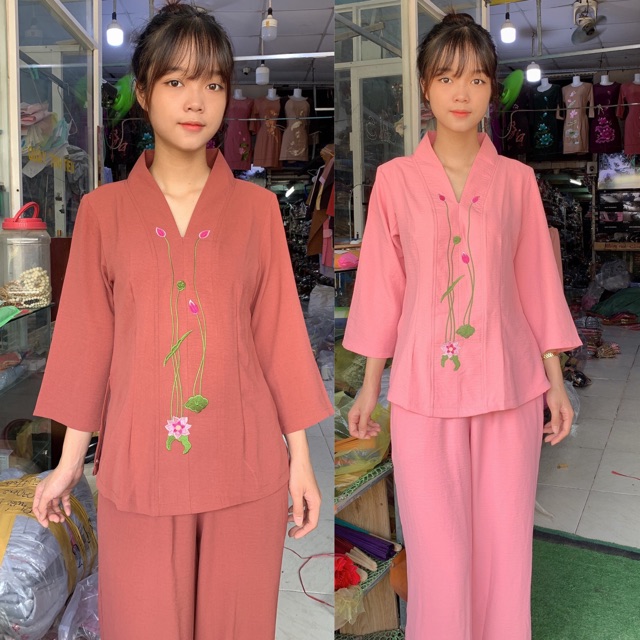 Đồ Lam Đi Chùa # Bà Lai Vải Đũi # Đồ Bộ Nữ