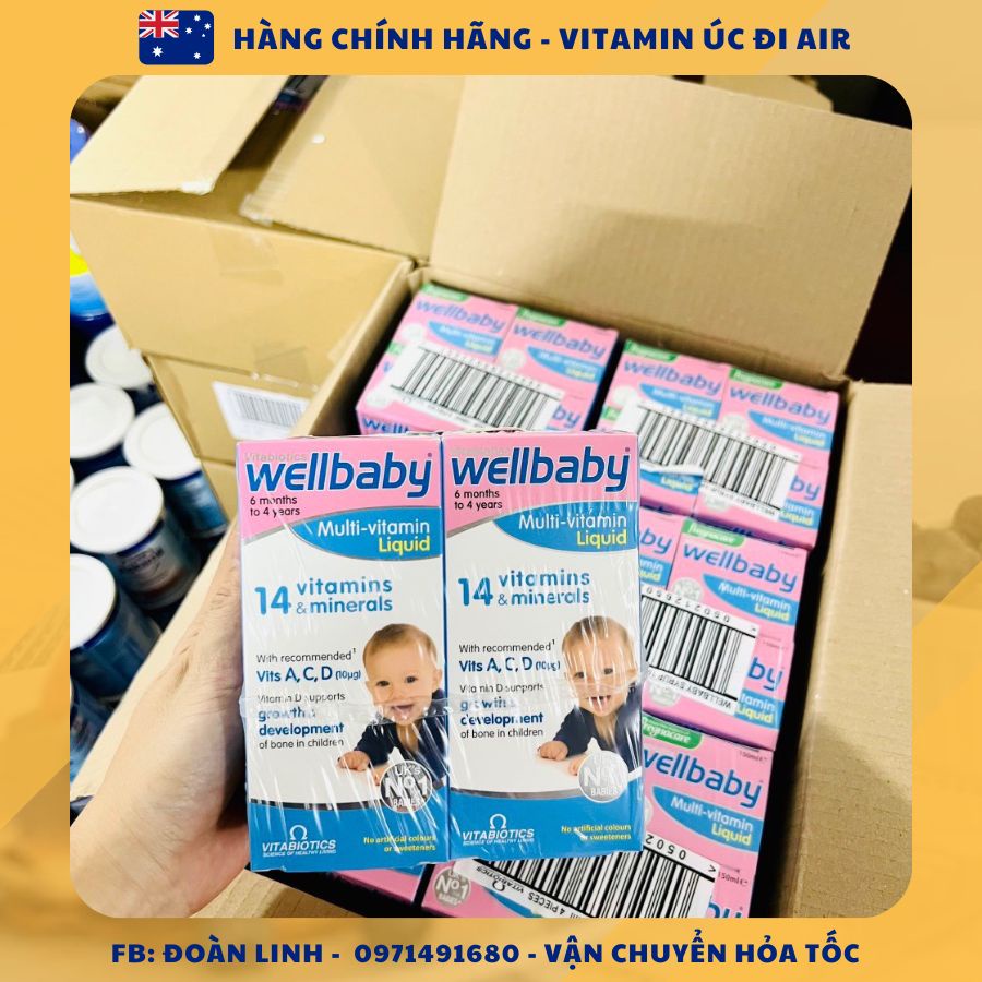 Vitamin tổng hợp wellbaby cho bé 150ml, Hàng chuẩn đi air, Uk, Date xa